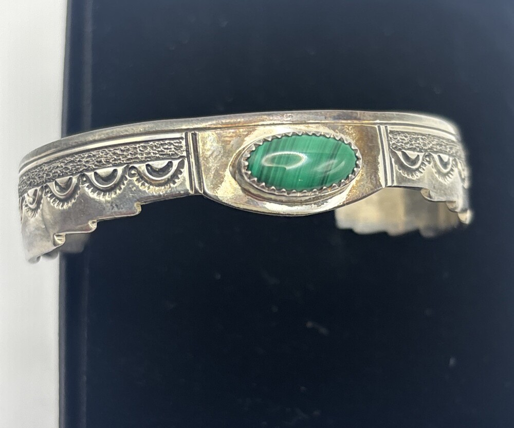Vintage Navajo Sterling Silver Bracelet 6.75”Signed Rob